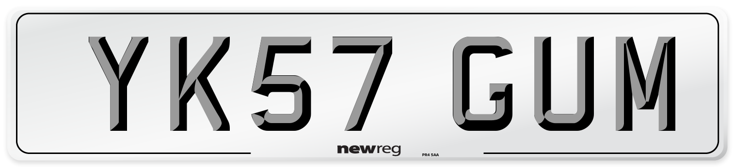 YK57 GUM Number Plate from New Reg